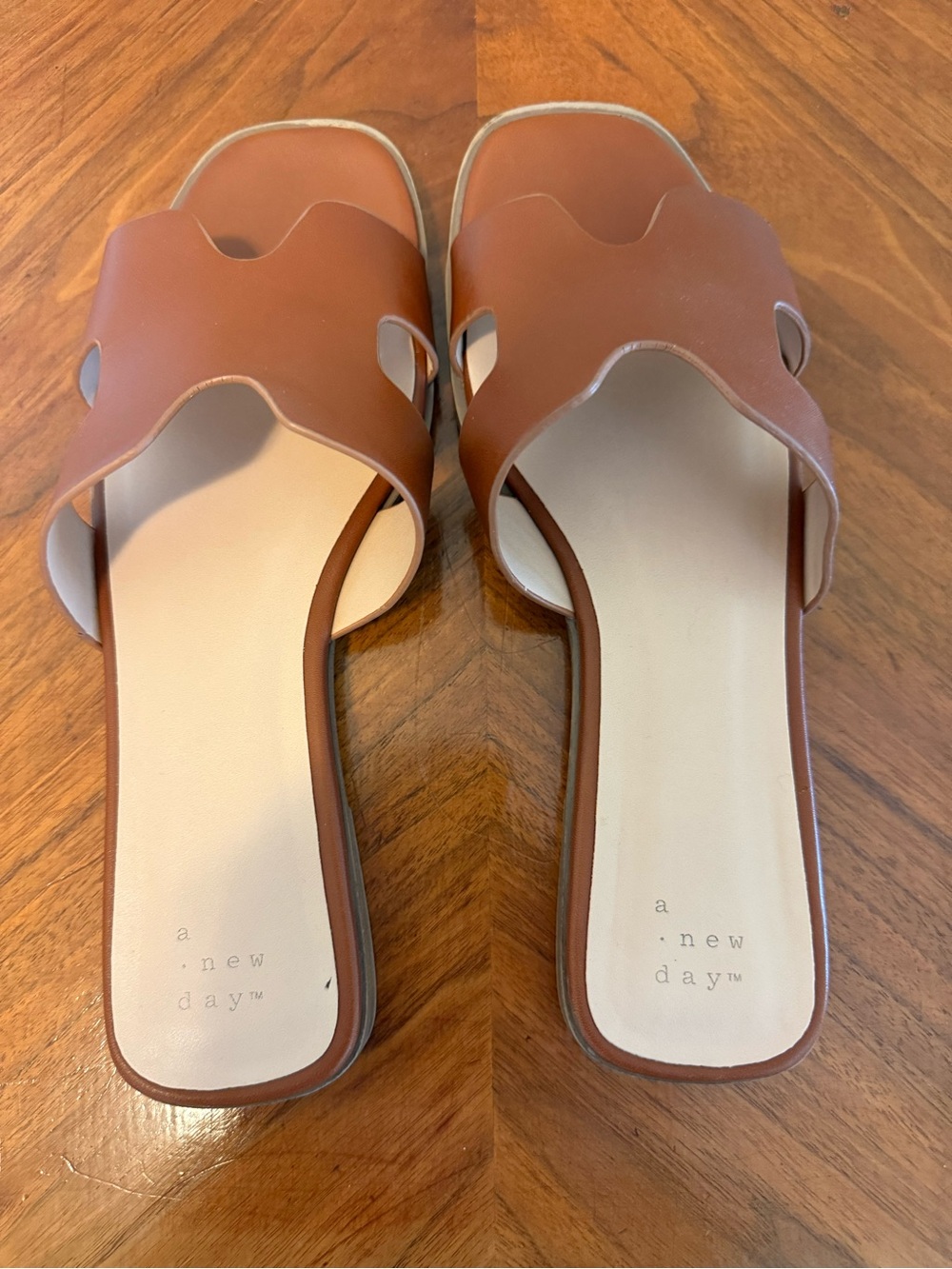 a new day Brown Scalloped Slide Sandals